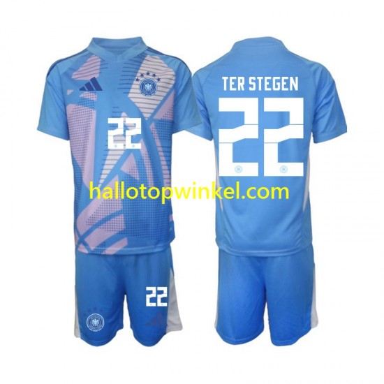 Duitsland Voetbalshirt Ter Stegen 22 Doelman Kleuters/Kids Vierde Tenue 2024-2025 Korte Mouw