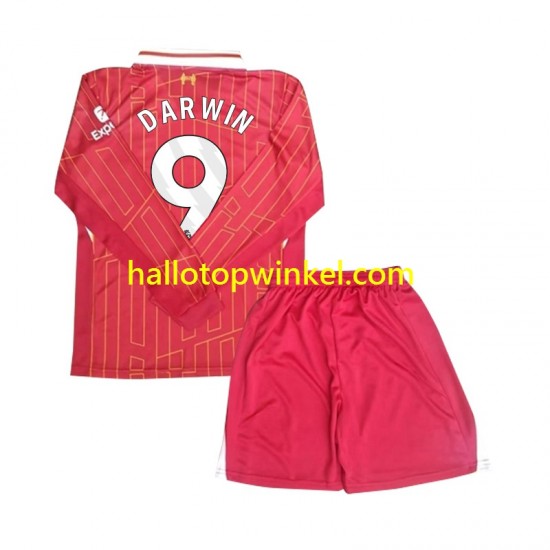 Liverpool Voetbalshirt Darwin 9 Kleuters/Kids Thuis Tenue 2024-2025 Lange Mouw