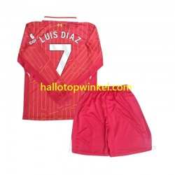 Liverpool Voetbalshirt Luis Diaz 7 Kleuters/Kids Thuis Tenue 2024-2025 Lange Mouw