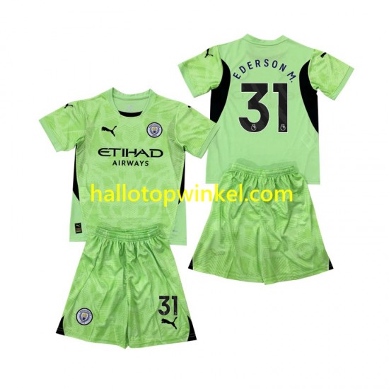 Manchester City Voetbalshirt Ederson Moraes 31 2 Doelman Kleuters/Kids Vierde Tenue 2024-2025 Korte Mouw