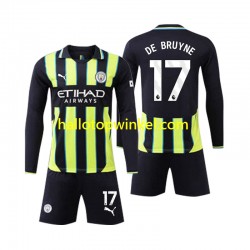 Manchester City Voetbalshirt Kevin De Bruyne 17 Kleuters/Kids Uit Tenue 2024-2025 Lange Mouw