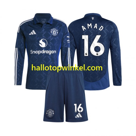 Manchester United Voetbalshirt Amad 16 Kleuters/Kids Thuis Tenue 2024-2025 Lange Mouw