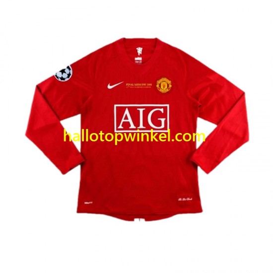Manchester United Voetbalshirt Champion League 2007 Retro Heren Thuis Tenue Lange Mouw
