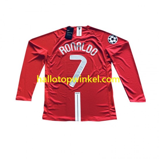 Manchester United Voetbalshirt Cristiano Ronaldo 7 Champion League 2007 Retro Heren Thuis Tenue Lange Mouw