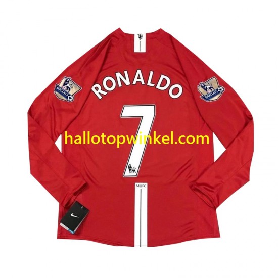 Manchester United Voetbalshirt Cristiano Ronaldo 7 2007 Retro Heren Thuis Tenue Lange Mouw