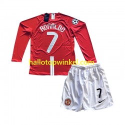 Manchester United Voetbalshirt Cristiano Ronaldo 7 Champion League 2007 Retro Kleuters/Kids Thuis Tenue Lange Mouw