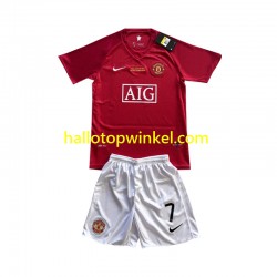 Manchester United Voetbalshirt Cristiano Ronaldo 7 Champion League 2007 Retro Kleuters/Kids Thuis Tenue Korte Mouw