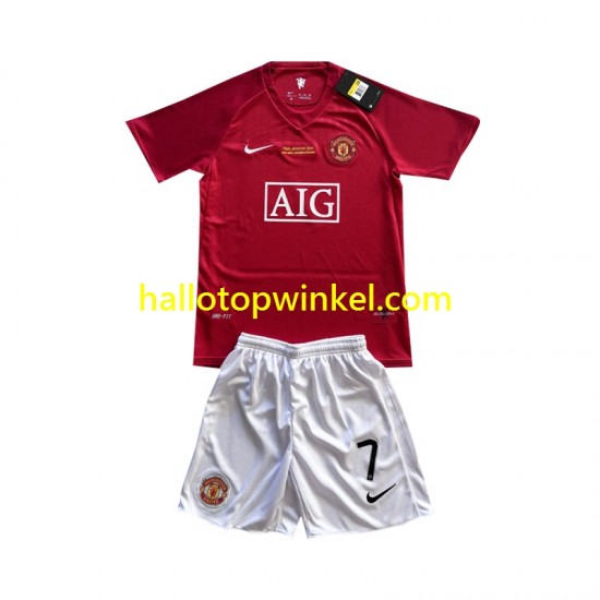 Manchester United Voetbalshirt Cristiano Ronaldo 7 Champion League 2007 Retro Kleuters/Kids Thuis Tenue Korte Mouw