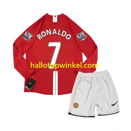 Manchester United Voetbalshirt Cristiano Ronaldo 7 2007 Retro Kleuters/Kids Thuis Tenue Lange Mouw