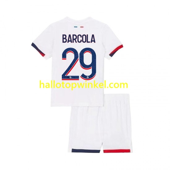 Paris Saint-Germain Voetbalshirt Bradley Barcola 29 Kleuters/Kids Uit Tenue 2024-2025 Korte Mouw