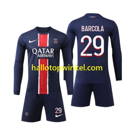 Paris Saint-Germain Voetbalshirt Bradley Barcola 29 Kleuters/Kids Thuis Tenue 2024-2025 Lange Mouw