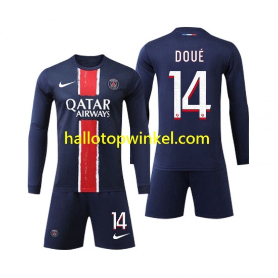 Paris Saint-Germain Voetbalshirt D Doue 14 Kleuters/Kids Thuis Tenue 2024-2025 Lange Mouw