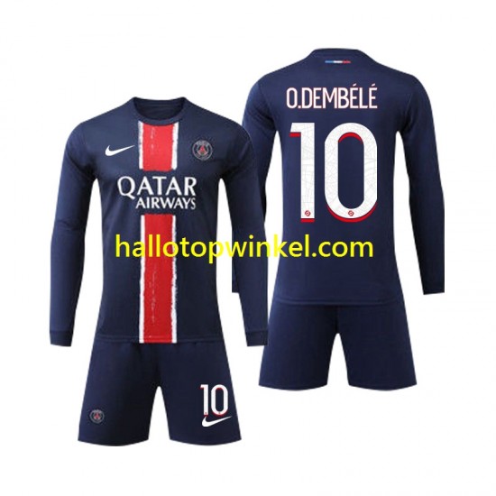 Paris Saint-Germain Voetbalshirt O Dembele 10 Kleuters/Kids Thuis Tenue 2024-2025 Lange Mouw
