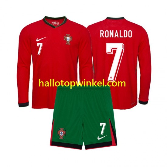 Portugal Voetbalshirt Ronaldo 7 Kleuters/Kids Thuis Tenue Euro 2024 Lange Mouw