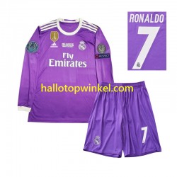 Real Madrid Voetbalshirt Cristiano Ronaldo 7 2016 Retro Kleuters/Kids Uit Tenue Lange Mouw