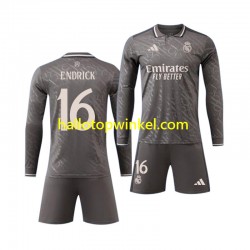 Real Madrid Voetbalshirt ENDRICK 16 Kleuters/Kids Uit Tenue 2024-2025 Lange Mouw