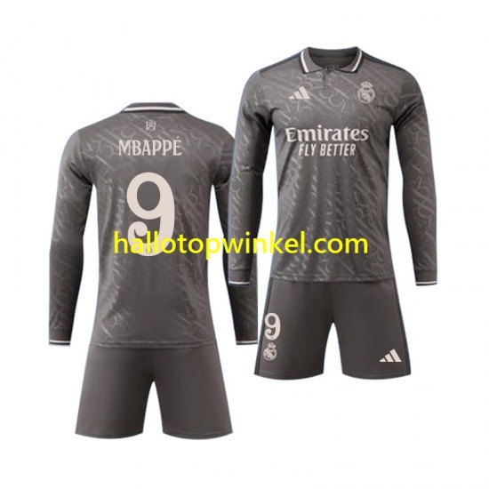 Real Madrid Voetbalshirt Mbappé Kylian 9 Kleuters/Kids Derde Tenue 2024-2025 Lange Mouw
