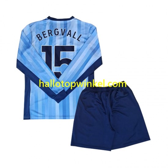 Voetbalshirt Tottenham Spurs Bergvall 15 Kleuters/Kids Uit Tenue 2024-2025 Lange Mouw