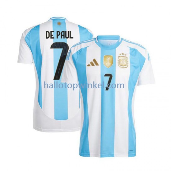 Argentinië Voetbalshirt De Paul 7 Heren Thuis Tenue 2024 Korte Mouw