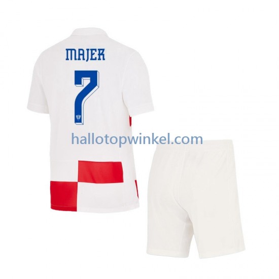 Kroatië Voetbalshirt Lovro Majer 7 Kleuters/Kids Thuis Tenue Euro 2024 Korte Mouw
