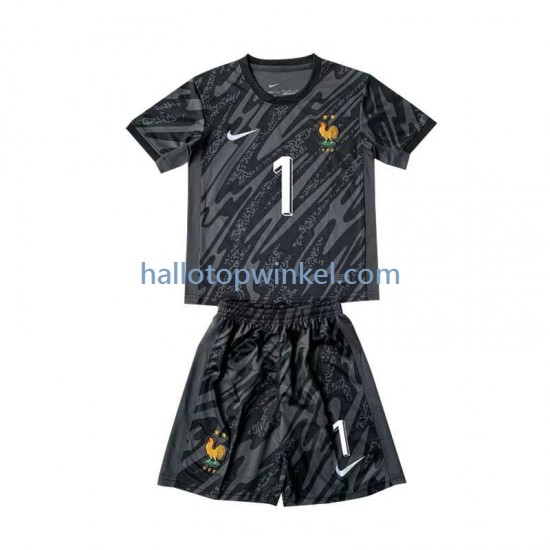 Frankrijk Voetbalshirt Hugo Lloris 1 Doelman Kleuters/Kids Uit Tenue Euro 2024 Korte Mouw