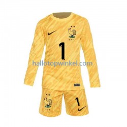 Frankrijk Voetbalshirt Hugo Lloris 1 Doelman Kleuters/Kids Thuis Tenue Euro 2024 Lange Mouw