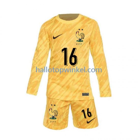 Frankrijk Voetbalshirt Mike Maignan 16 Doelman Kleuters/Kids Thuis Tenue Euro 2024 Lange Mouw
