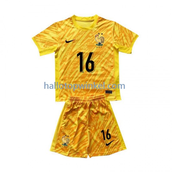 Frankrijk Voetbalshirt Mike Maignan 16 Doelman Kleuters/Kids Thuis Tenue Euro 2024 Korte Mouw