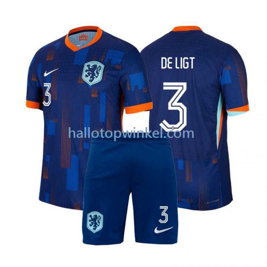 Nederland Voetbalshirt Matthijs de Ligt 3 Kleuters/Kids Uit Tenue Euro 2024 Korte Mouw