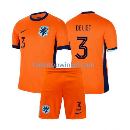 Nederland Voetbalshirt Matthijs de Ligt 3 Kleuters/Kids Thuis Tenue Euro 2024 Korte Mouw
