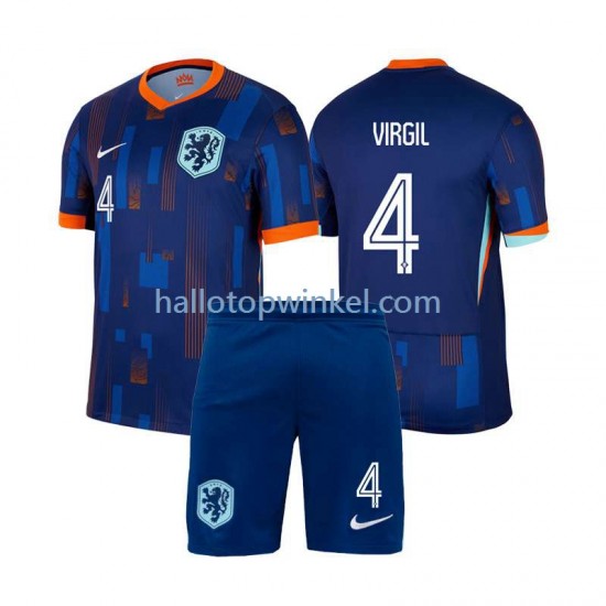 Nederland Voetbalshirt Virgil van Dijk 4 Kleuters/Kids Uit Tenue Euro 2024 Korte Mouw
