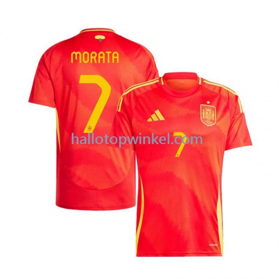 Spanje Voetbalshirt Alvaro Morata 7 Heren Thuis Tenue Euro 2024 Korte Mouw