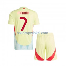 Spanje Voetbalshirt Alvaro Morata 7 Kleuters/Kids Uit Tenue Euro 2024 Korte Mouw