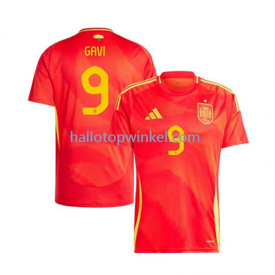 Spanje Voetbalshirt Gavi 9 Heren Thuis Tenue Euro 2024 Korte Mouw
