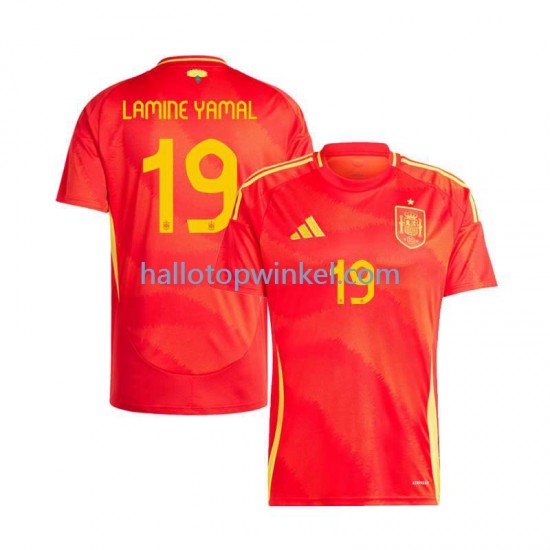 Spanje Voetbalshirt Lamine Yamal 19 Heren Thuis Tenue Euro 2024 Korte Mouw