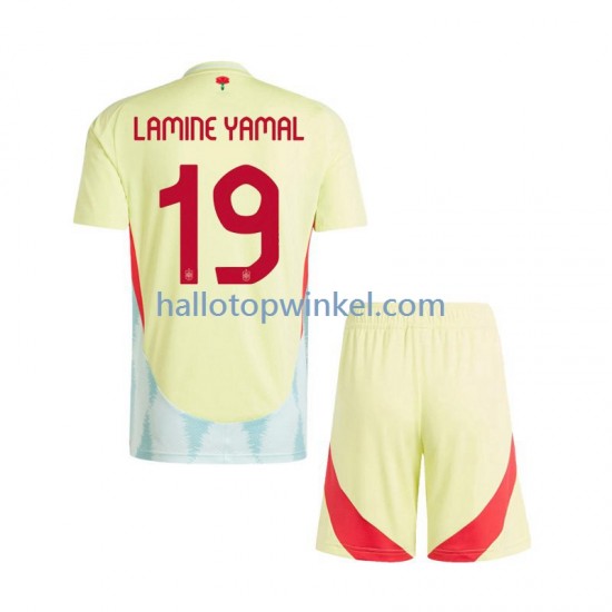 Spanje Voetbalshirt Lamine Yamal 19 Kleuters/Kids Uit Tenue Euro 2024 Korte Mouw
