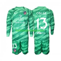 Atlético Madrid Voetbalshirt Jan Oblak 13 Green color Doelman Kleuters/Kids Uit Tenue 2023-2024 Lange Mouw