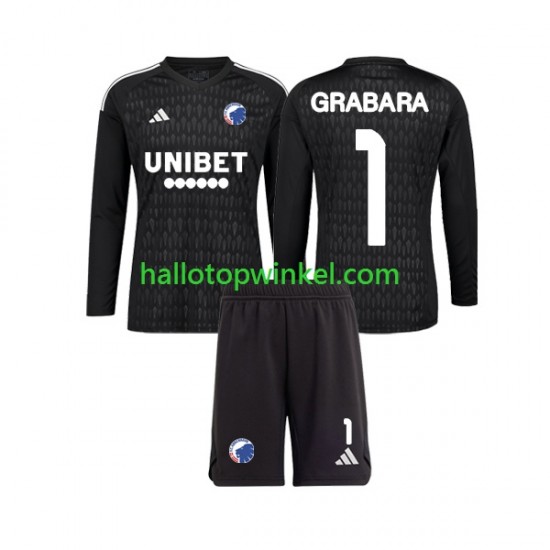 FC Kopenhagen Voetbalshirt GRABARA 1 Doelman Kleuters/Kids Uit Tenue 2023-2024 Lange Mouw