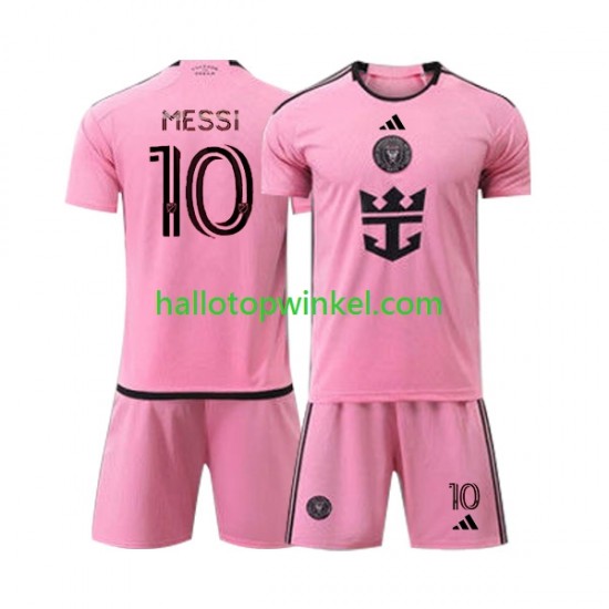Inter Miami Voetbalshirt Lionel Messi 10 Kleuters/Kids Thuis Tenue 2024 Korte Mouw