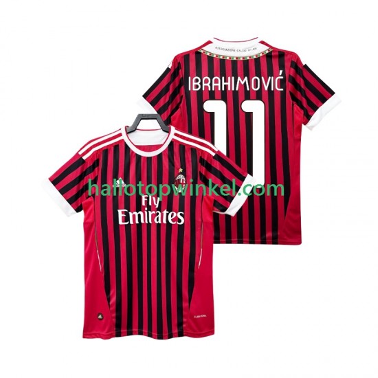 AC Milan Voetbalshirt Ibrahimović Zlatan 11 2012 Retro Heren Thuis Tenue 2011 Korte Mouw