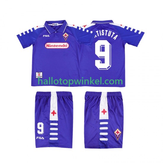 Fiorentina Voetbalshirt BATISTUTA 9 1998 Retro Kleuters/Kids Thuis Tenue 1999 Korte Mouw
