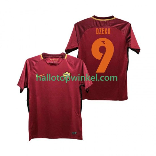 AS Roma Voetbalshirt DZEKO 9 2017-2018 Retro Heren Thuis Tenue Korte Mouw