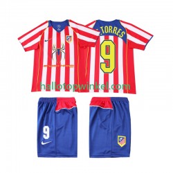 Atlético Madrid Voetbalshirt F TORRES 9 2005 Retro Kleuters/Kids Thuis Tenue 2004 Korte Mouw