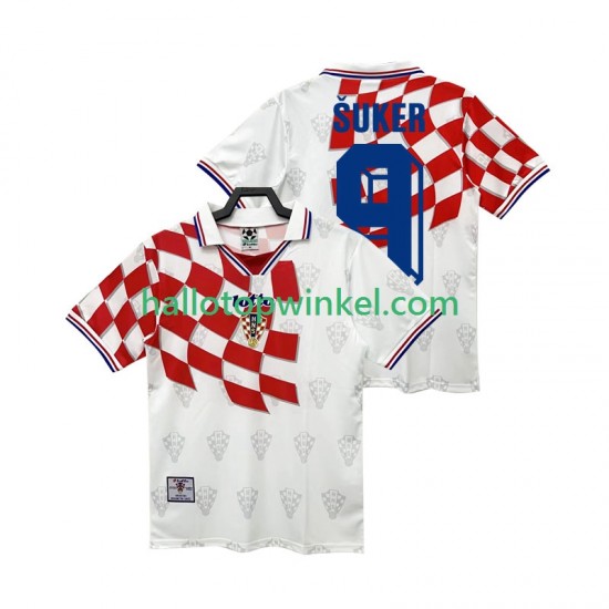 Kroatië Voetbalshirt BSUKER 9 1998 Retro Heren Thuis Tenue Korte Mouw