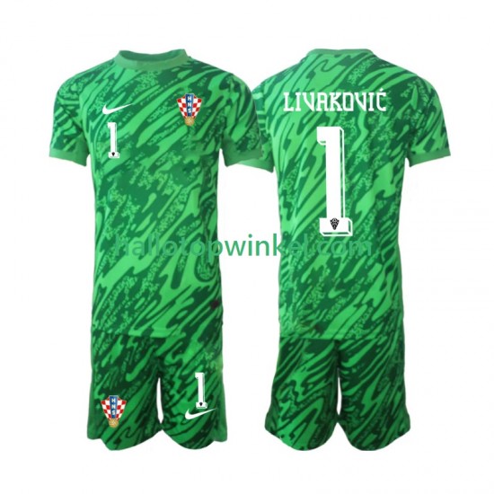 Kroatië Voetbalshirt DOMINIK LIVAKOVIC 1 Doelman Kleuters/Kids Uit Tenue 2024 Korte Mouw
