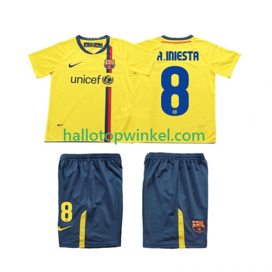 FC Barcelona Voetbalshirt A INIESTA 8 2009 Retro Kleuters/Kids Uit Tenue 2008 Korte Mouw