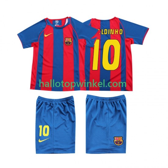 FC Barcelona Voetbalshirt RONALDINHO 10 Retro Kleuters/Kids Thuis Tenue 2004 Korte Mouw