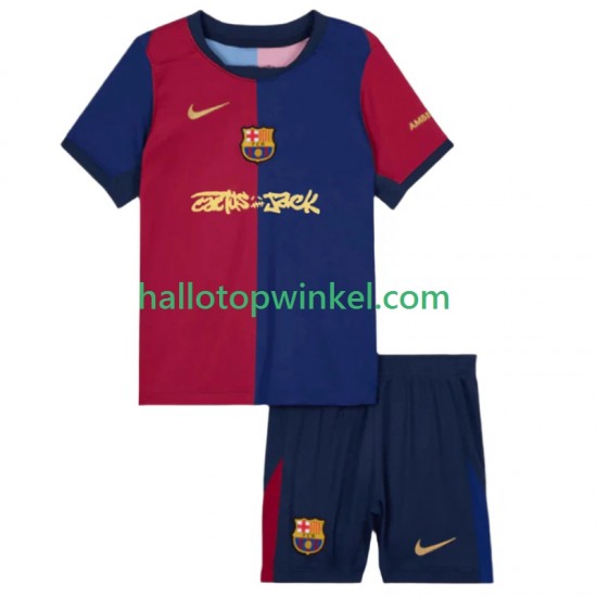 FC Barcelona Voetbalshirt TRAVIS SCOTT Kleuters/Kids Thuis Tenue 2024-2025 Korte Mouw