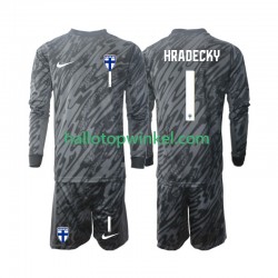 Finland Voetbalshirt HRADECKY 1 Doelman Kleuters/Kids Thuis Tenue 2024 Lange Mouw