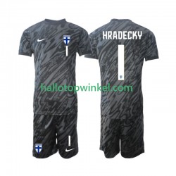 Finland Voetbalshirt HRADECKY 1 Doelman Kleuters/Kids Thuis Tenue 2024 Korte Mouw